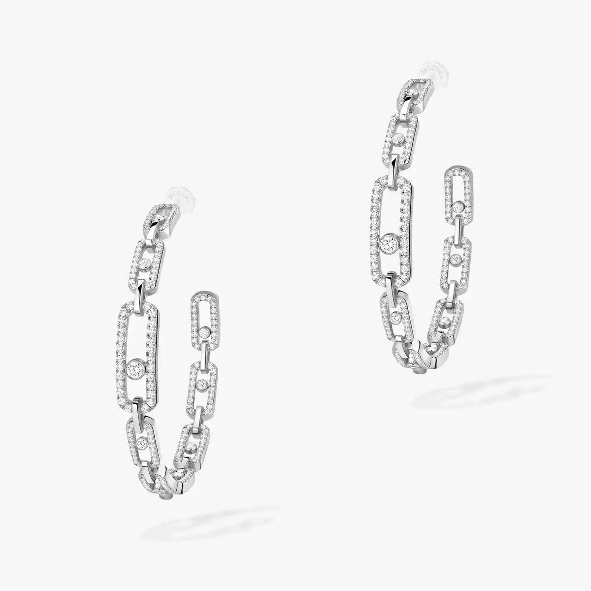 [[Rani Jewelry]Move Link Diamond Hoop Earrings