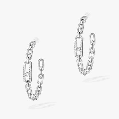 [[Rani Jewelry]Move Link Diamond Hoop Earrings