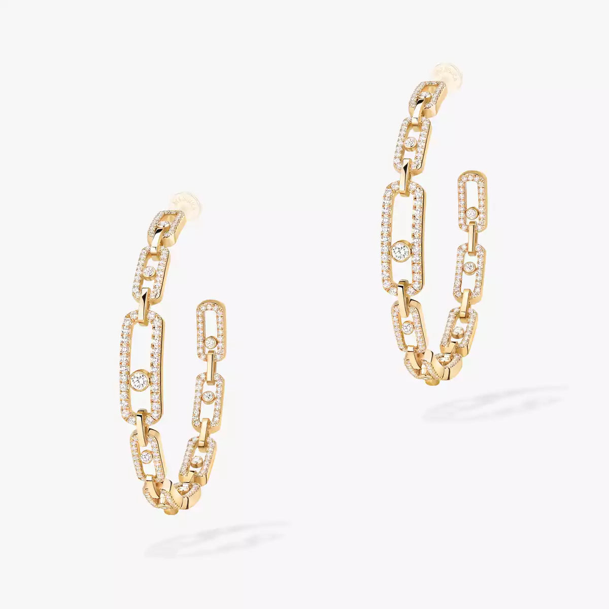 [[Rani Jewelry]Move Link Diamond Hoop Earrings