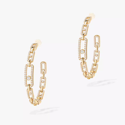 [[Rani Jewelry]Move Link Diamond Hoop Earrings
