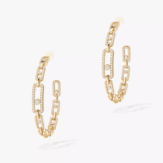 [[Rani Jewelry]Move Link Diamond Hoop Earrings