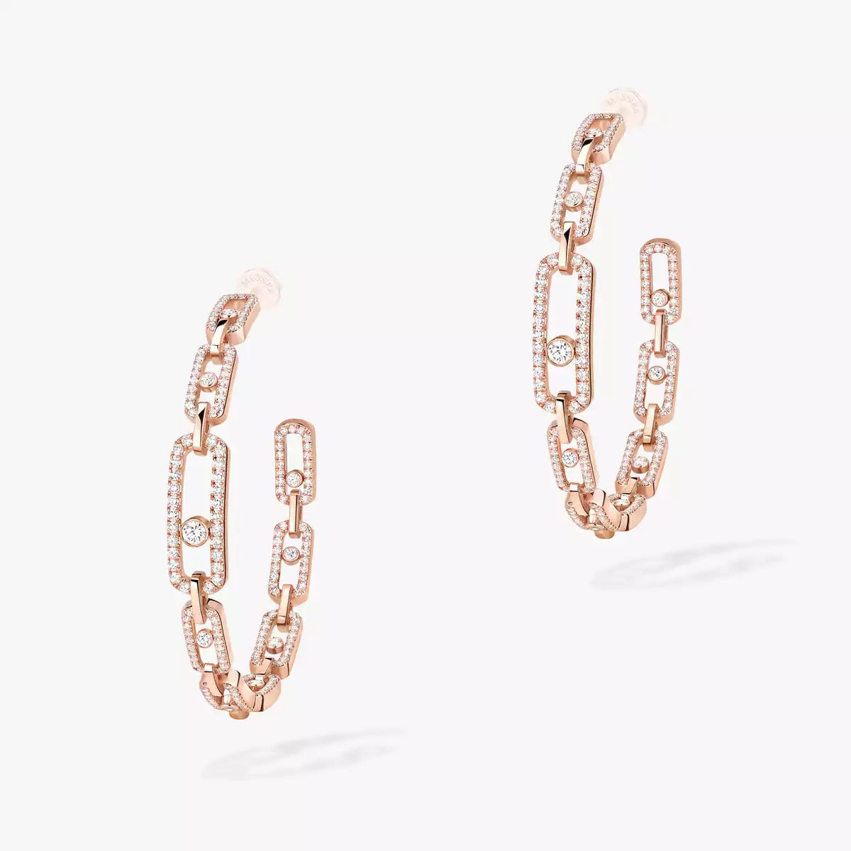 [[Rani Jewelry]Move Link Diamond Hoop Earrings