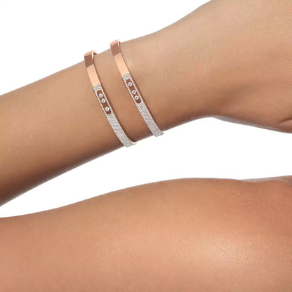 [Rani Jewelry]Move Noa Rose Gold Pavé Diamond Bangle Bracelet