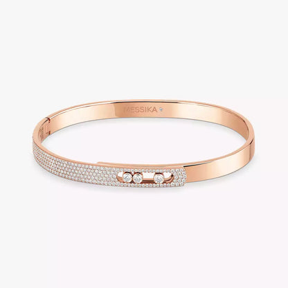 [Rani Jewelry]Move Noa Rose Gold Pavé Diamond Bangle Bracelet