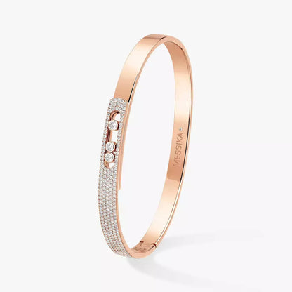 [Rani Jewelry]Move Noa Rose Gold Pavé Diamond Bangle Bracelet
