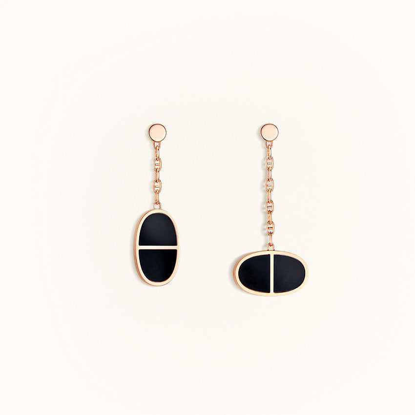 [Rani Jewelry]CHAINE VERSO BLACK CERAMIC EARRINGS