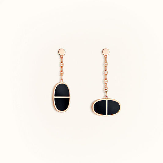 [Rani Jewelry]CHAINE VERSO BLACK CERAMIC EARRINGS