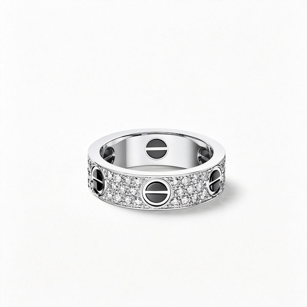 [Rani Jewelry] LOVE RING 5.5MM DIAMONDS PAVED CERAMIC