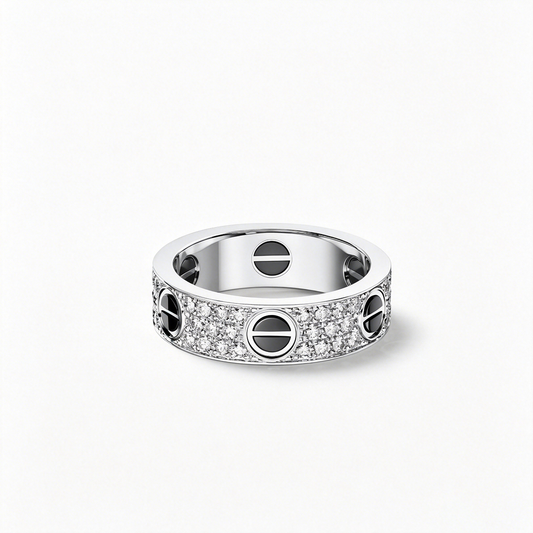 [Rani Jewelry] LOVE RING 5.5MM DIAMONDS PAVED CERAMIC