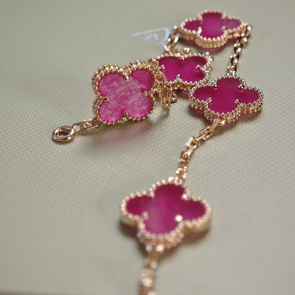 [Rani Jewelry]NEW CLOVER 5 MOTIFS PINK ENAMEL BRACELET