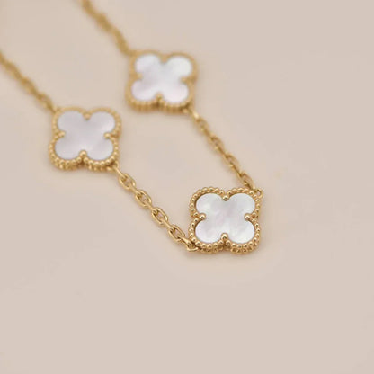 [Rani Jewelry]CLOVER WHITE PEARL MOP 5 MOTIF BRACELET COLLECTION
