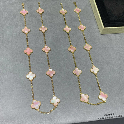 [Rani Jewelry]CLOVER 10 MOTIFS PINK MOP NECKLACE