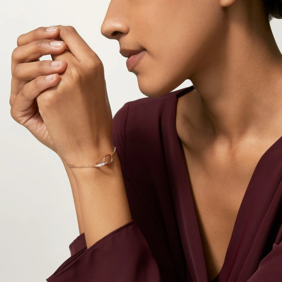 [Rani Jewelry] LOVE DOUBLE RING HALF DIAMOND BRACELET