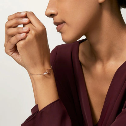 [Rani Jewelry] LOVE DOUBLE RING HALF DIAMOND BRACELET
