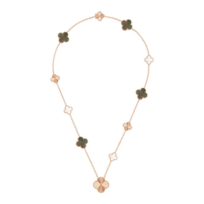 [Rani Jewelry]DETACHABLE CLOVER 15(11+4) FLOWER ROSE GOLD NECKLACE SET