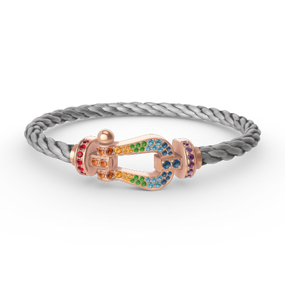 [Rani Jewelry]FORCE LARGE HORSESHOE  COLORED DIAMOND BRACELET ROSE GOLD