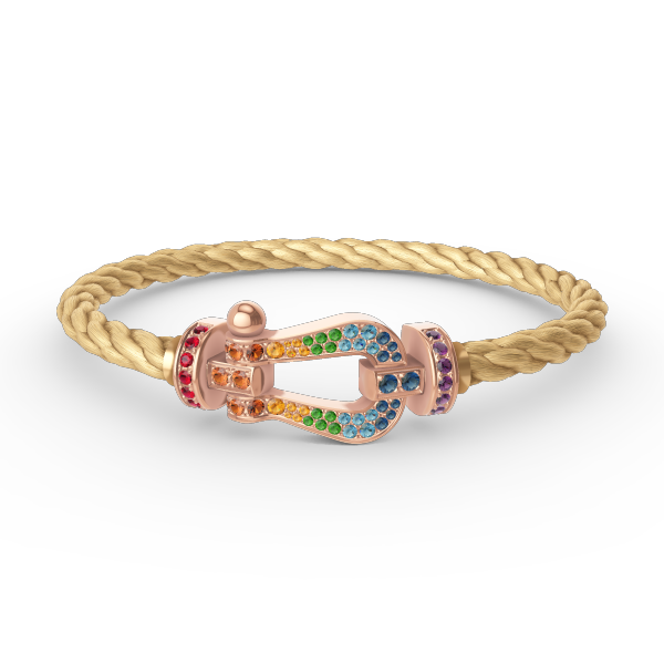 [Rani Jewelry]FORCE LARGE HORSESHOE  COLORED DIAMOND BRACELET ROSE GOLD