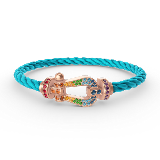 [Rani Jewelry]FORCE LARGE HORSESHOE  COLORED DIAMOND BRACELET ROSE GOLD