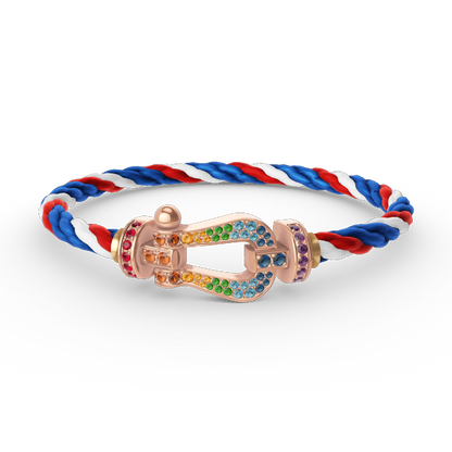 [Rani Jewelry]FORCE LARGE HORSESHOE  COLORED DIAMOND BRACELET ROSE GOLD