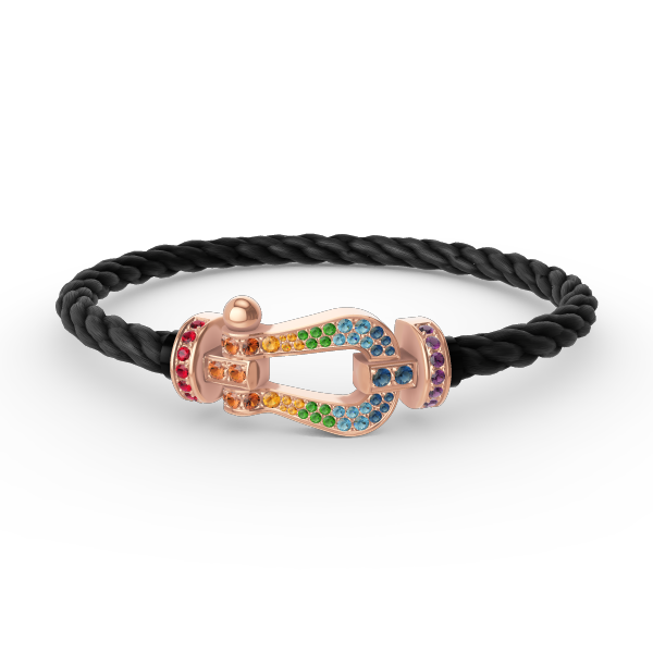 [Rani Jewelry]FORCE LARGE HORSESHOE  COLORED DIAMOND BRACELET ROSE GOLD