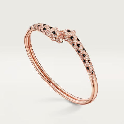 [Rani Jewelry] PANTHERE DOUBLE HEADED HALF DIAMOND OPEN BRACELET