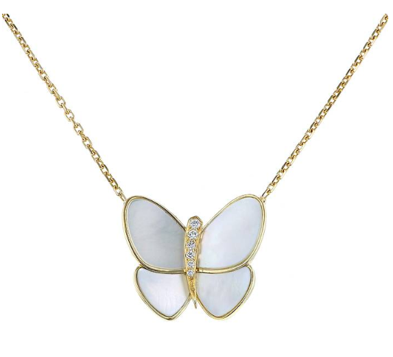 [Rani Jewelry]BUTTERFLY GOLD MOP DIAMOND NECKLACE