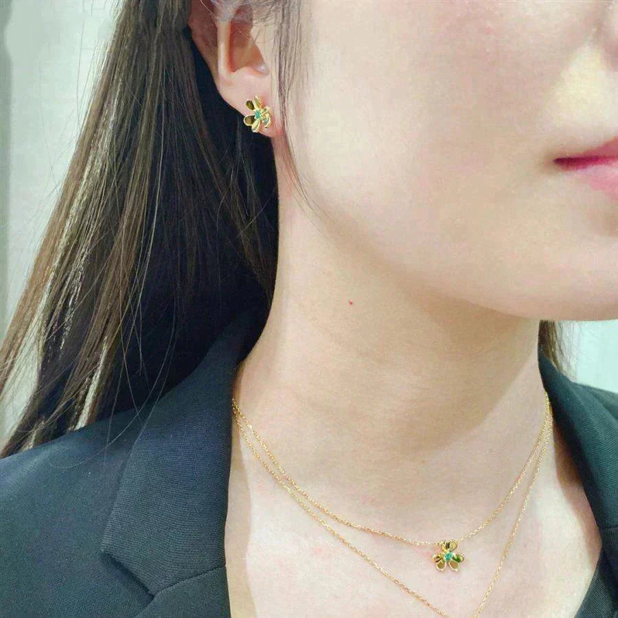 [Rani Jewelry]FRIVOLE  FLOWER MALACHITE EARRINGS
