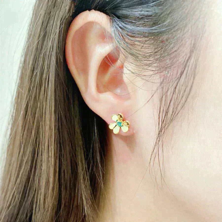 [Rani Jewelry]FRIVOLE  FLOWER MALACHITE EARRINGS