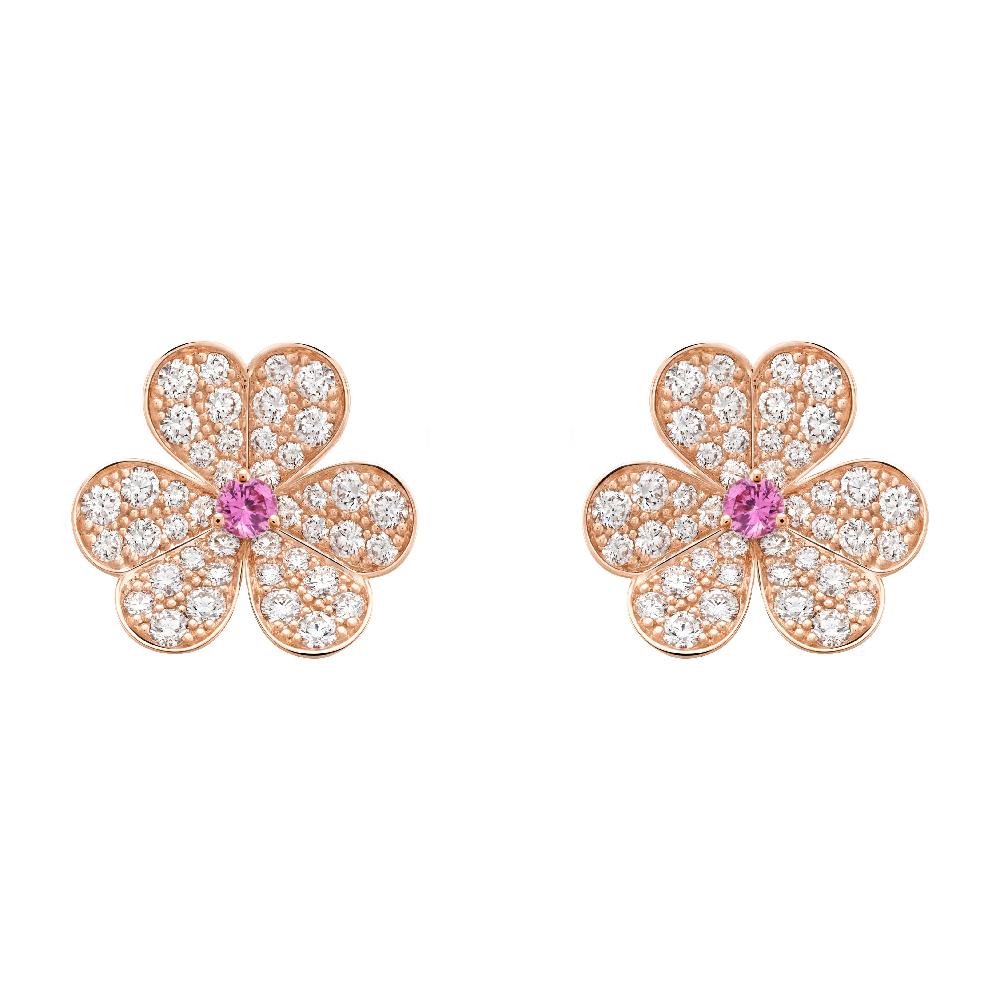 [Rani Jewelry]FRIVOLE PINK GOLD FLOWER DIAMOND EARRINGS
