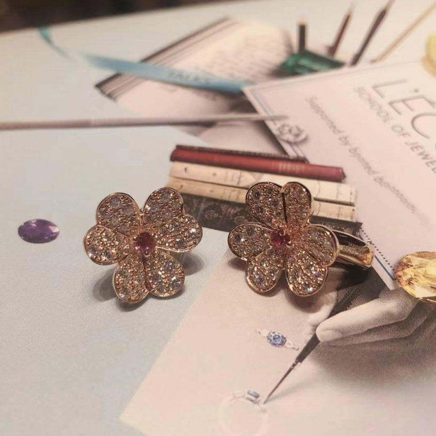 [Rani Jewelry]FRIVOLE PINK GOLD FLOWER DIAMOND EARRINGS