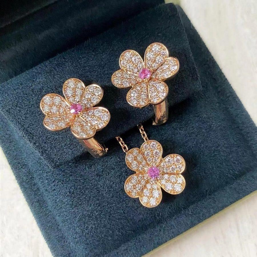 [Rani Jewelry]FRIVOLE PINK GOLD FLOWER DIAMOND EARRINGS