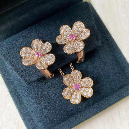 [Rani Jewelry]FRIVOLE PINK GOLD FLOWER DIAMOND EARRINGS