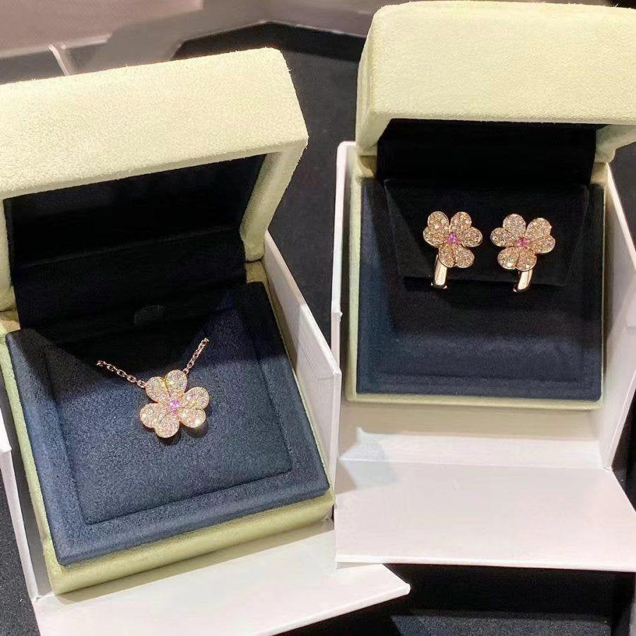 [Rani Jewelry]FRIVOLE ROSE GOLD FLOWER DIAMOND NECKLACE