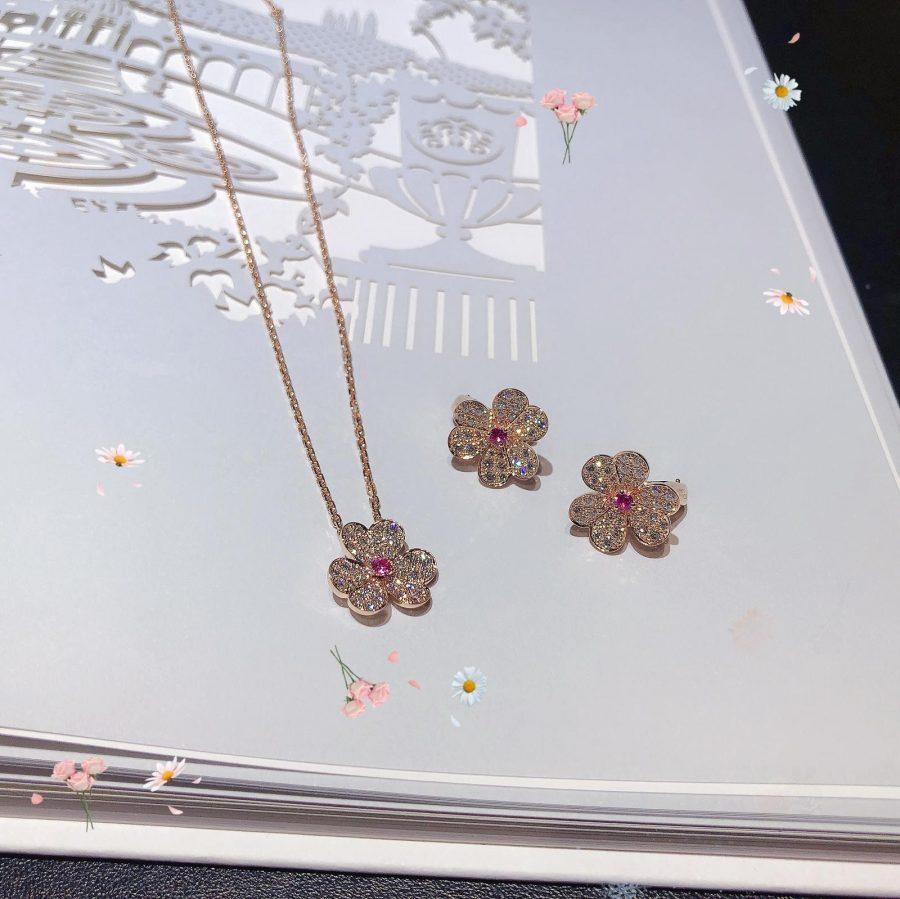 [Rani Jewelry]FRIVOLE PINK GOLD FLOWER DIAMOND EARRINGS
