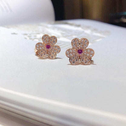 [Rani Jewelry]FRIVOLE PINK GOLD FLOWER DIAMOND EARRINGS