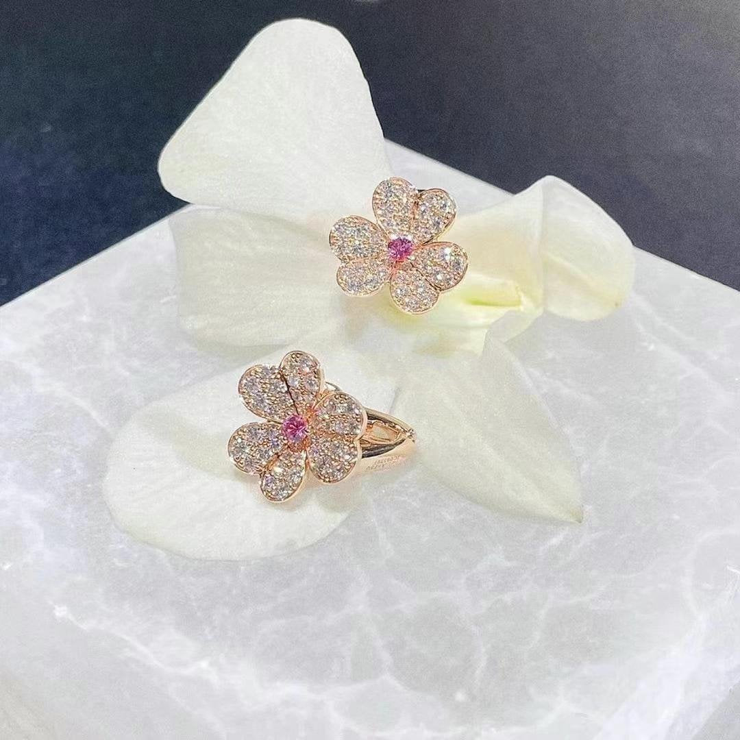 [Rani Jewelry]FRIVOLE PINK GOLD FLOWER DIAMOND EARRINGS