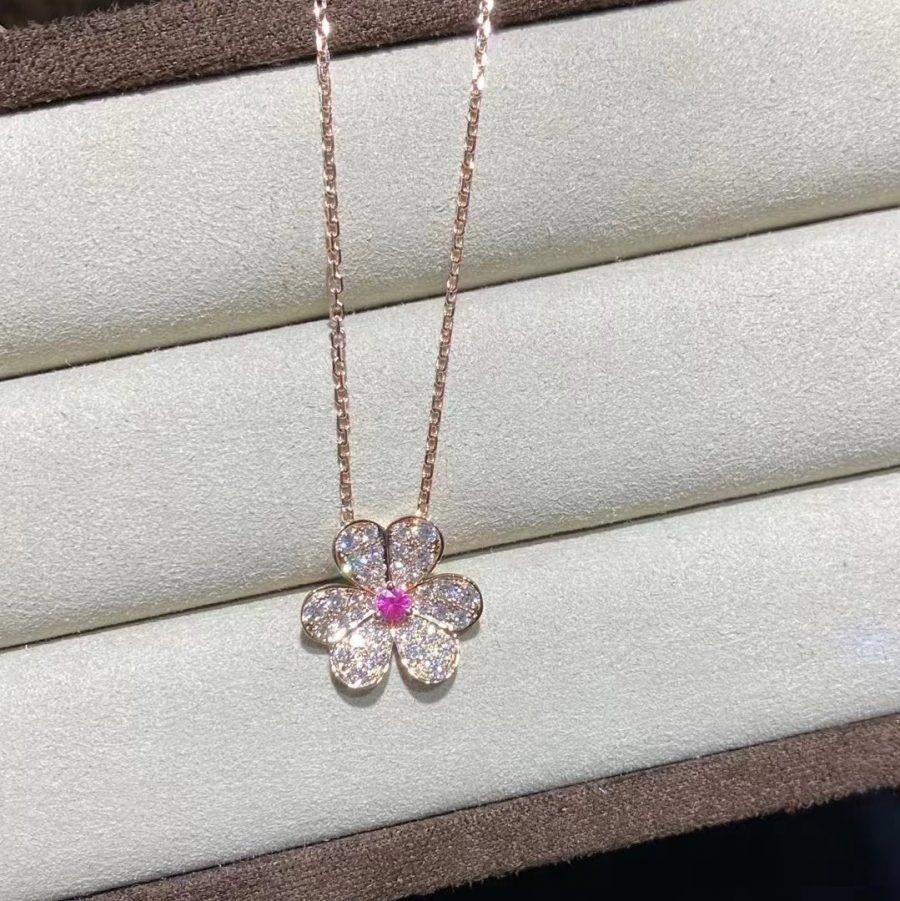 [Rani Jewelry]FRIVOLE ROSE GOLD FLOWER DIAMOND NECKLACE
