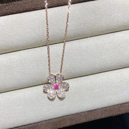 [Rani Jewelry]FRIVOLE ROSE GOLD FLOWER DIAMOND NECKLACE