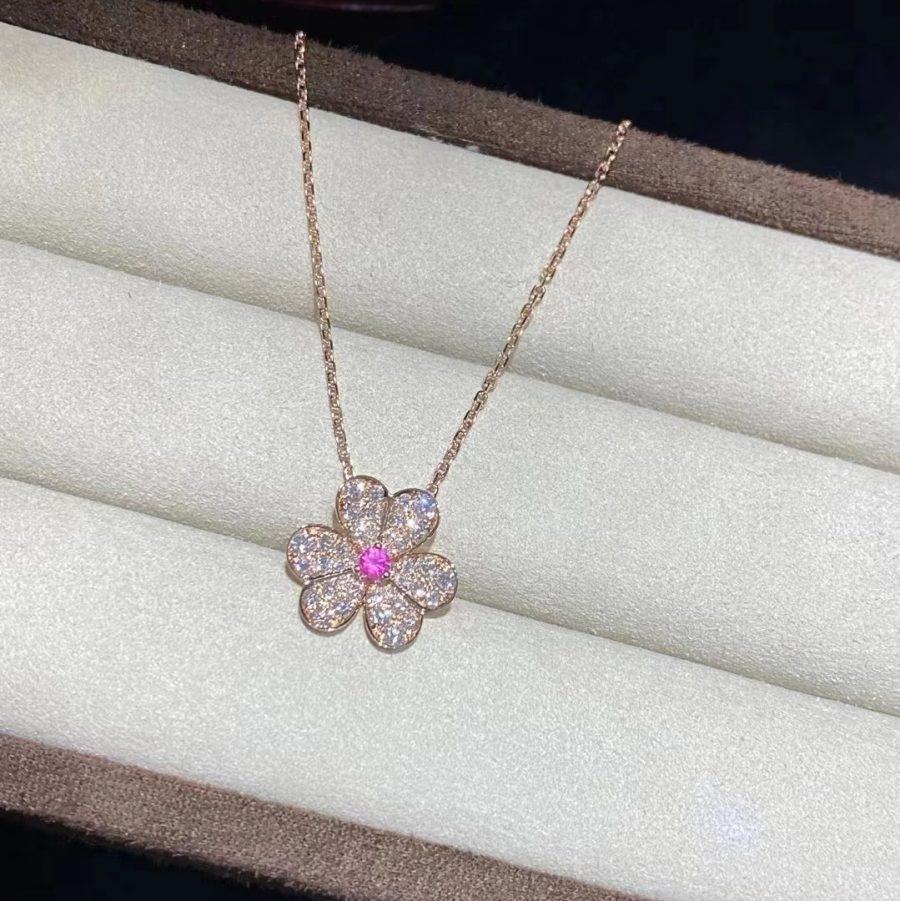 [Rani Jewelry]FRIVOLE ROSE GOLD FLOWER DIAMOND NECKLACE