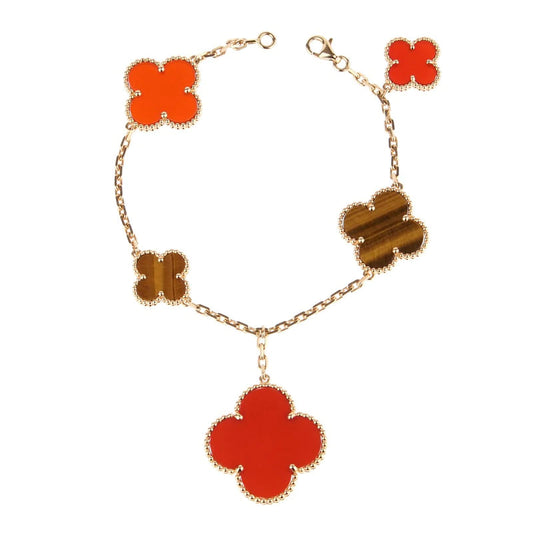 [Rani Jewelry]CLOVER BRACELET 5 MOTIFS CARNELIAN TIGER EYE