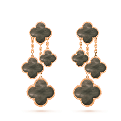 [Rani Jewelry]CLOVER EARRINGS DARK MOP 4 MOTIFS ROSE GOLD
