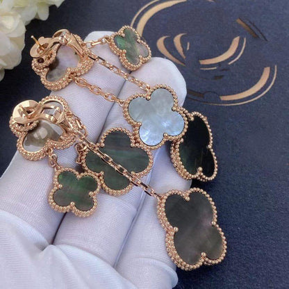[Rani Jewelry]CLOVER EARRINGS DARK MOP 4 MOTIFS ROSE GOLD