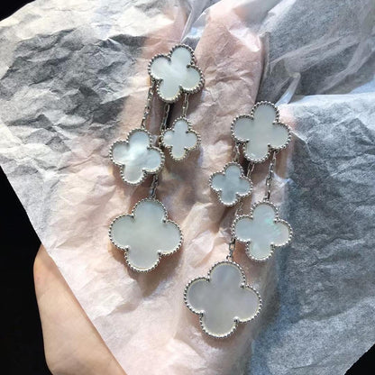 [Rani Jewelry]CLOVER EARRINGS WHITE MOP 4 MOTIFS SILVER