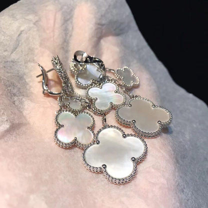 [Rani Jewelry]CLOVER EARRINGS WHITE MOP 4 MOTIFS SILVER