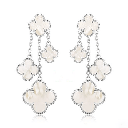 [Rani Jewelry]CLOVER EARRINGS WHITE MOP 4 MOTIFS SILVER