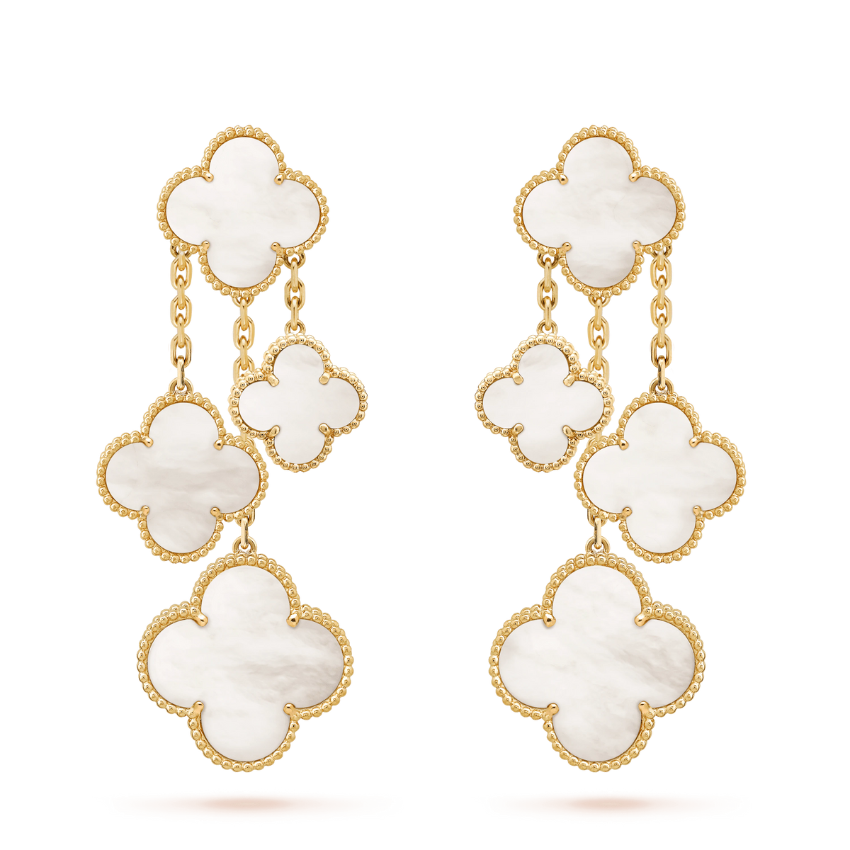 [Rani Jewelry]CLOVER EARRINGS WHITE MOP 4 MOTIFS GOLD