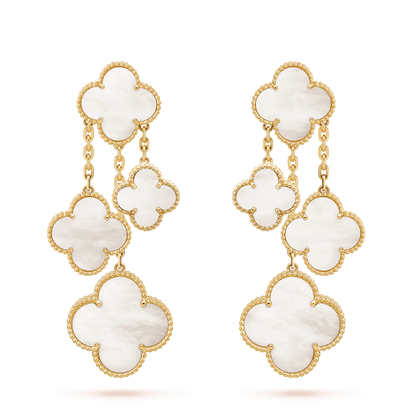 [Rani Jewelry]CLOVER EARRINGS WHITE MOP 4 MOTIFS GOLD