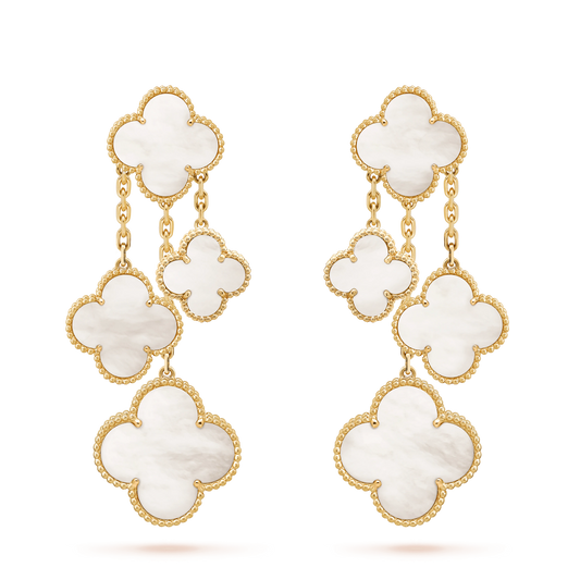 [Rani Jewelry]CLOVER EARRINGS WHITE MOP 4 MOTIFS GOLD