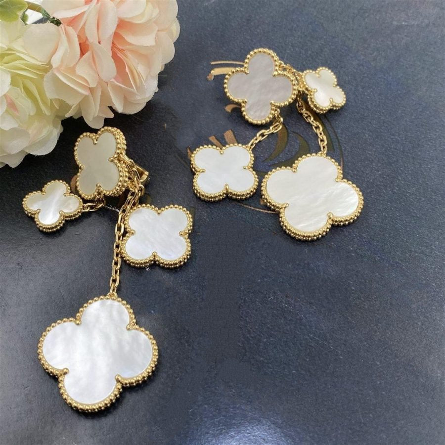 [Rani Jewelry]CLOVER EARRINGS WHITE MOP 4 MOTIFS GOLD