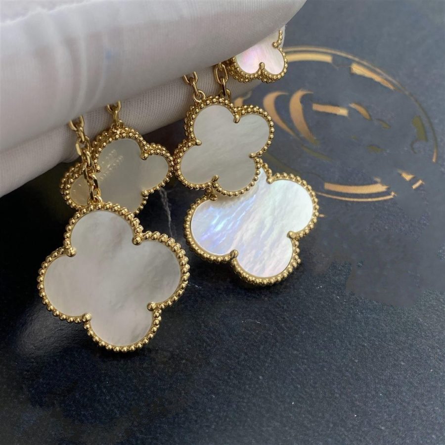 [Rani Jewelry]CLOVER EARRINGS WHITE MOP 4 MOTIFS GOLD